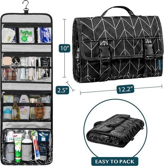 PAVILIA Travel Hanging Toiletry Bag for Women Men, Large Capacity Makeup Bag Kit, Waterproof Cosmetic Storage Organizer Case for Bathroom Shower