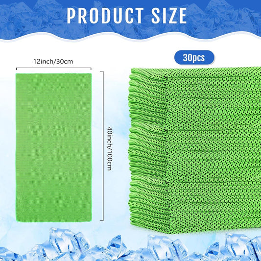 Hosuly 30 Pack Cooling Towels, 40"x12" Ice Breathable Soft Chilly Sweat Rag Microfiber Workout Rags for Gym Cooling Towels for Neck and Face for Yoga Golf Sport Running