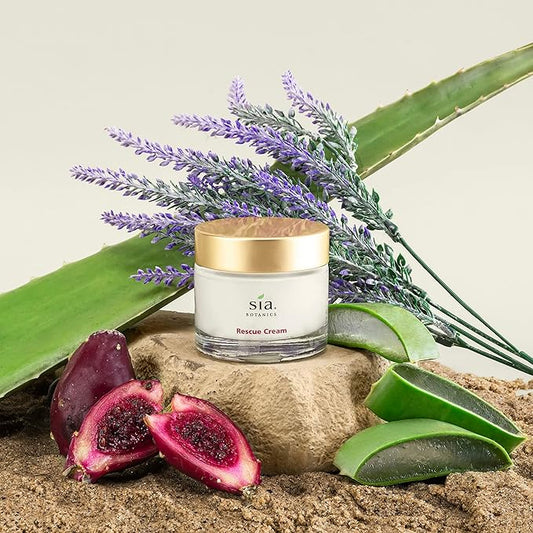 Rescue Face Cream (65g/2.3oz Glass Jar) | Facial Moisturizer w/Prickly Pear Cactus, Aloe Vera, Green Tea Extract | Natural, Clean, Botanical Skincare for Women