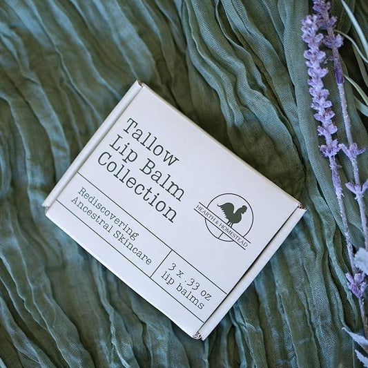 Handmade Tallow Lip Balm Collection: Unscented/Peppermint/Lavender-Spearmint (3x .33 oz)