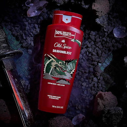 Old Spice Body Wash for Men, Dragonblast, Long Lasting Lather, 24 fl oz (Pack of 4)