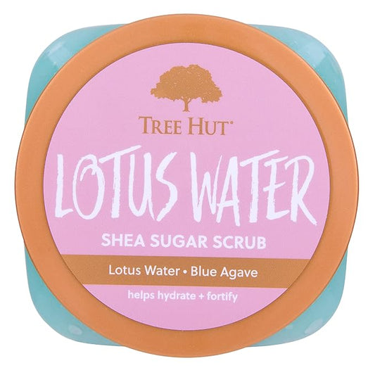 Tree Hut Lotus Water Shea Sugar Scrub | Exfoliating Body Scrub Removes Dead, Dry Skin for a Soft & Hydrated Feel | Nourishing Essential Body Care | 18 fl oz.