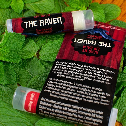 Read My Lips Lip Balm - Excerpt of Poe's Raven Under the Label - Peppermint Flavored, Cruelty-Free and Made in the USA from Natural and Imported Ingredients