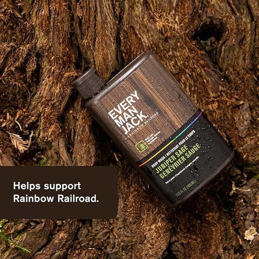 Every Man Jack Hydrating Body Wash for all skin types - Juniper Sage fragrance - Naturally Derived Ingredients - Cleanse, Nourish, and Hydrate Skin -Paraben Free, Phthalate Free, Dye Free-13.5oz - 2pk