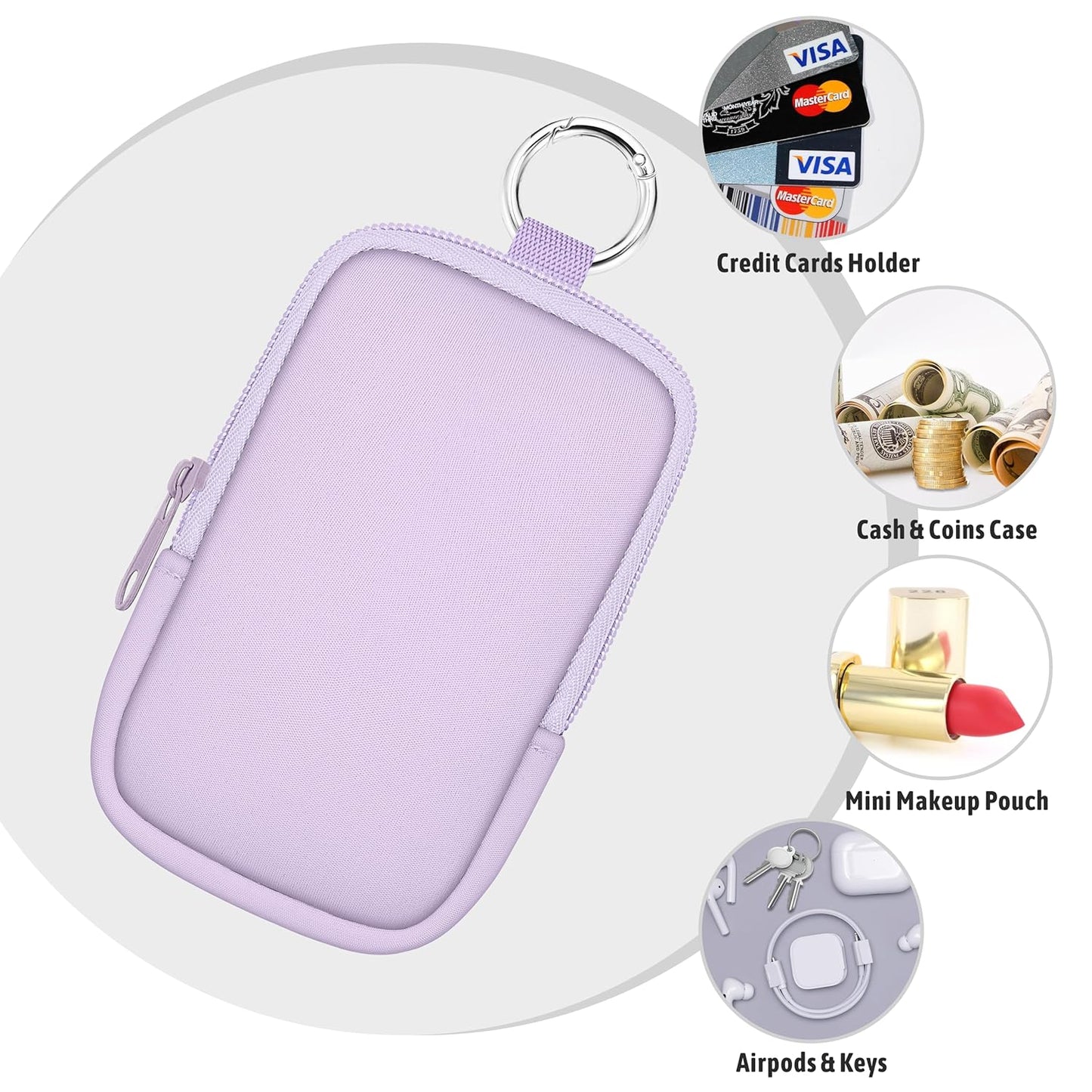 Hand Sanitizer Spray Case, Hand Sanitizer Holder Zippered Pouch, Cute Fashion Accessory with Snap Hook for Glow Mist and Power Mist 1FL OZ, Purple