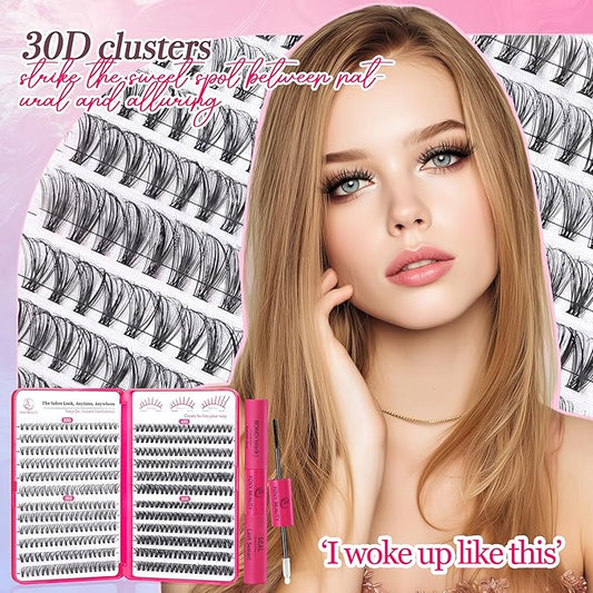 Waltz Lash Clusters Kit - Lash Clusters Lash Extension Kit with Bond and Seal Eyelash Cluster 20D30D40D50D-0.07D Cluster Eyelash Extensions Eyelash Extension Kit DIY at Home