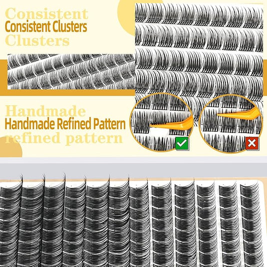 Eyelash Clusters 10-18mm Wispy Lash Clusters D Curl DIY Cluster Lash Extension Kit Individual Lashes Kit With Bond & Seal, Glue Remover, Tweezers(LF05 Lashes Set)