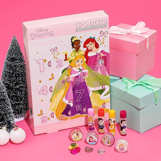Lip Smacker Disney Princess Holiday 12 pc Advent Calendar Lip Balm & Makeup Set Girls