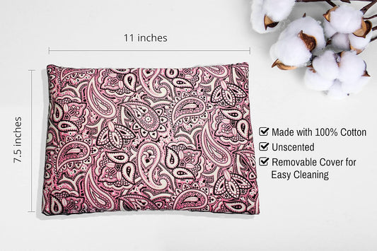 Microwavable Corn Filled Heating Pad and Cold Pack/Washable 100% Cotton Cover (Bandana - Pink, 7.5in W x 11in L)