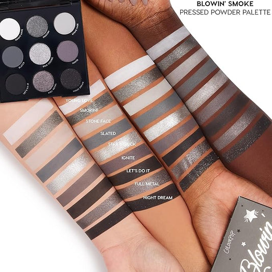 ColourPop Blowin' Smoke Eyeshadow Palette - Silver Eyeshadow and Smokey Eye Eyeshadow Palette with Metallic and Matte Finishes - High-Pigment Eye Makeup with a Long-Wearing Formula (0.3 oz)