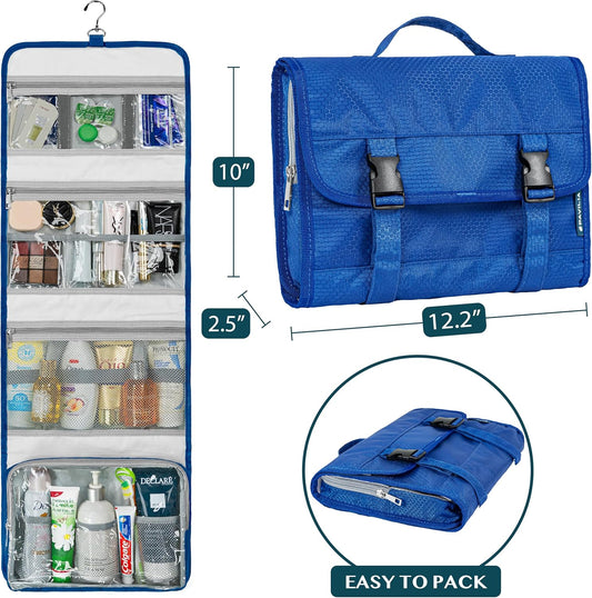 PAVILIA Travel Hanging Toiletry Bag for Women Men, Large Capacity Makeup Bag Kit, Waterproof Cosmetic Storage Organizer Case for Bathroom Shower