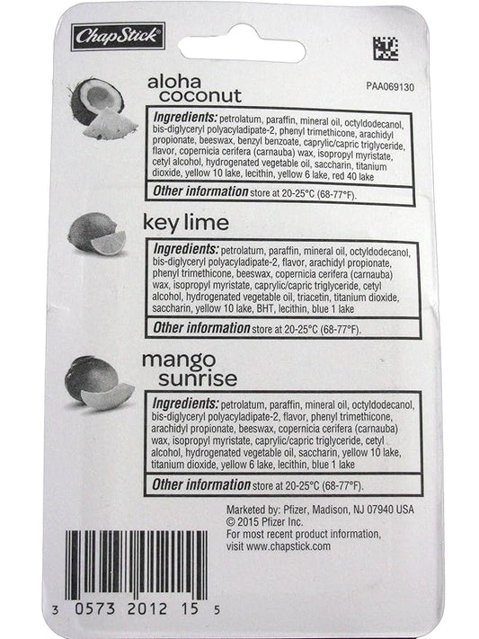 Chapstick Tropical Paradise Collection Lip Care Size .15 Ounce, 3 Sticks