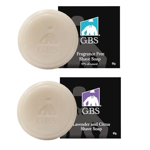 G.B.S Natural Fragrance Free & Lavender Citrus Shaving Soap with Shea Butter for Sensitive Skin Shave Soap for Men (Pack of 2)