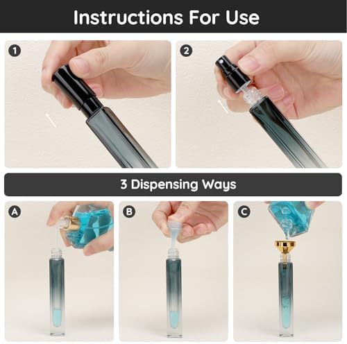 Segbeauty Green Glass Perfume Bottle Set, 10pcs 10ML Perfume Travel Refillable, 0.34oz Empty Atomizer Sprayer for Perfume Cologne Dispenser, Travel Sample Bottles Perfume Making Kit with Refill Tool