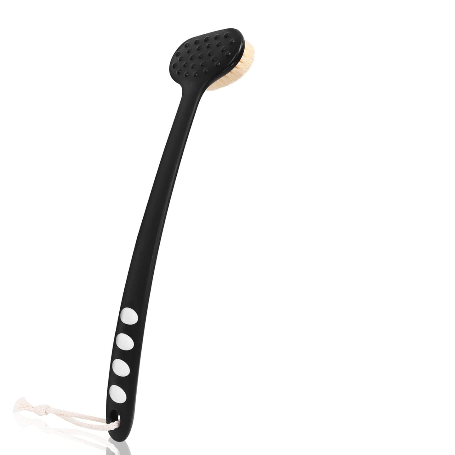 Bath Body Brush with Soft Bristles,Non-Slip Handle Built-in TPR Enhance Grip,15 in Long Handle Gentle Exfoliation Improve Skin's Health and Beauty for Women Men Shower Brushing (Black)