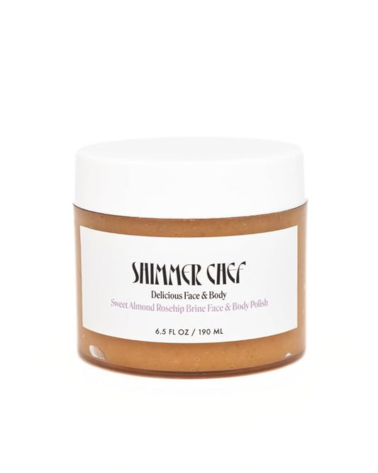 Sweet Almond Rosehip Brine Polish | Exfoliating Blend with Himalayan & Dead Sea Salt, Maple Sugar | Enriched with Magnesium, Omega 3's & Vitamin E | Revitalize Skin, Reduce Inflammation