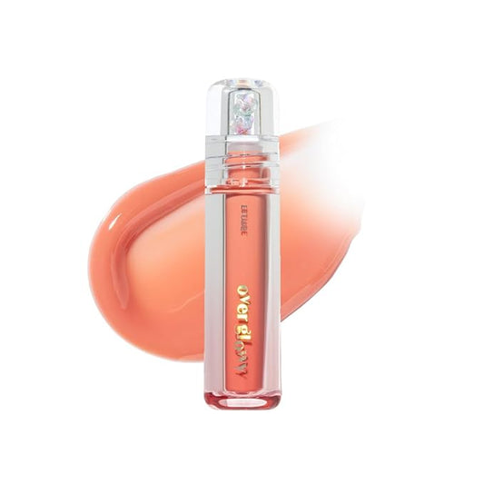 ETUDE Over Glowy Lip Gloss #3 Peach Sorbet | Non-Sticky Vegan Lip Tint | Moisturized & Long-lasting Lip Gloss | Daily Tint for Dry Lips, Korean Makeup, K-beauty, Perfect for Gift