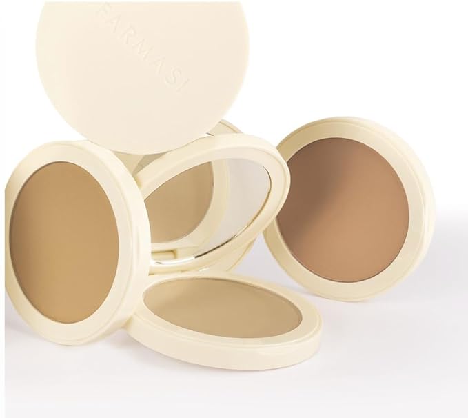 FARMASI Makeup BB All in One Powder, Lightweight, Long-Lasting Medium-Full Coverage with Flawless Finishing, will Look More Natural and Smooth Than Ever, 0.5 oz, Warm Deep