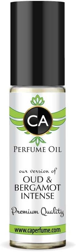 CA Perfume Impression of J. Mlon Oud & Bergamot Intense For Women & Men Replica Fragrance Body Oil Dupes Alcohol-Free Essential Aromatherapy Sample Travel Size Long Lasting Roll-On 0.3 Fl Oz/10ml