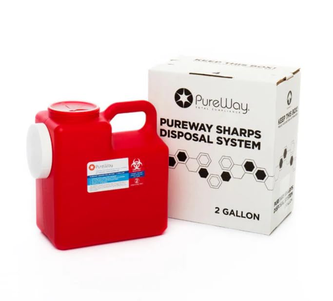 MailBack 2 Gallon PureWay Sharps Container Disposal System - [PrePaid Return Label Included] for Home, Travel, Professional, and Personal Use