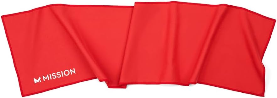 MISSION On-The-Go Cooling Towel - Soft, Lightweight Fabric - Cools Up to 2 Hours - UPF 50 Sun Protection - Machine Washable (Red)
