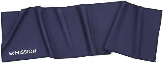 MISSION On-The-Go Cooling Towel - Soft, Lightweight Fabric - Cools Up to 2 Hours - UPF 50 Sun Protection - Machine Washable (Navy)