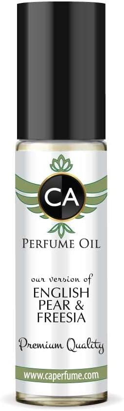 CA Perfume Impression of J. Mlon English Pear & Freesia For Women & Men Replica Fragrance Body Oil Dupes Alcohol-Free Essential Aromatherapy Sample Travel Size Long Lasting Roll-On 0.3 Fl Oz/10ml