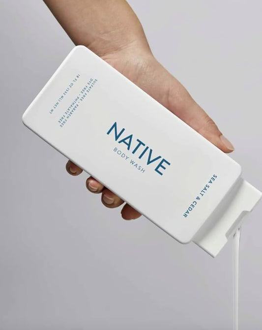 Native Body Wash Contains Naturally Derived Ingredients | For Women & Men, Sulfate, Paraben, & Dye Free Leaving Skin Soft and Hydrating | Sea Salt & Cedar 18 oz - 2 Pk