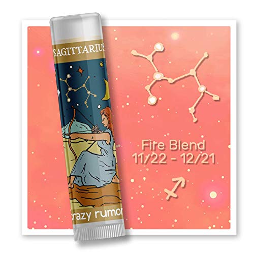Crazy Rumors Sagittarius Zodiac All Natural, Plant Based Lip Balm to Moisturize and Nourish your Lips - Fire Blend (Sweet Orange, Fresh Berry, Aromatic Spice)