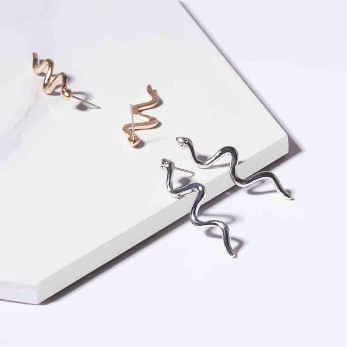Vintage Snake Dangle Earrings Punk Snake Drop Earrings Gold Snake Stud Earrings Boho Serpent Earrings Jewelry for Women (Gold)