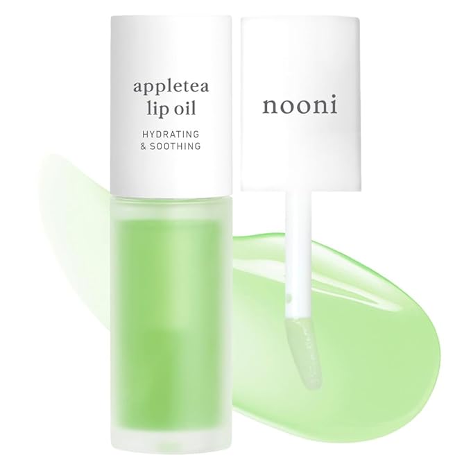 NOONI Korean Lip Oil - Appletea | Long-Lasting, Moisturizing, Plumping, Revitalizing for Dry Lips, Waterproof, No Peel Off, Hydrating, Nourishing Crystal Clear, 0.12 FL Oz