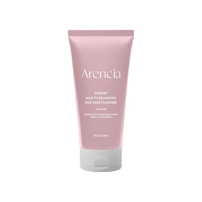 Rosehip Rice Cake Cleanser, pH Balancing Face Wash with Ceramide for Sensitive Skin, 5.29 oz