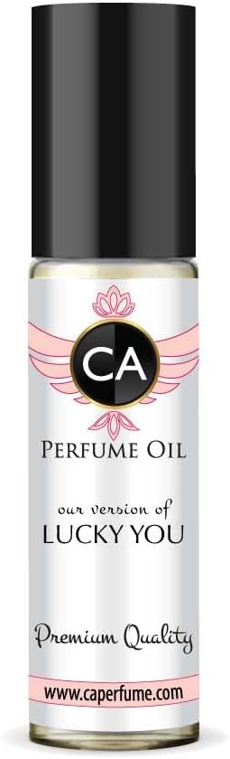 CA Perfume Impression of Emra Lucky You For Women Replica Fragrance Body Oil Dupes Alcohol-Free Essential Aromatherapy Sample Travel Size Concentrated Long Lasting Attar Roll-On 0.3 Fl Oz/10ml