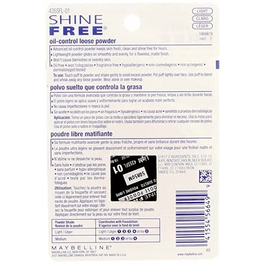 Maybelline New York Shine Free Oil Control Loose Powder, Light [210] 0.7 oz (Pack of 2)