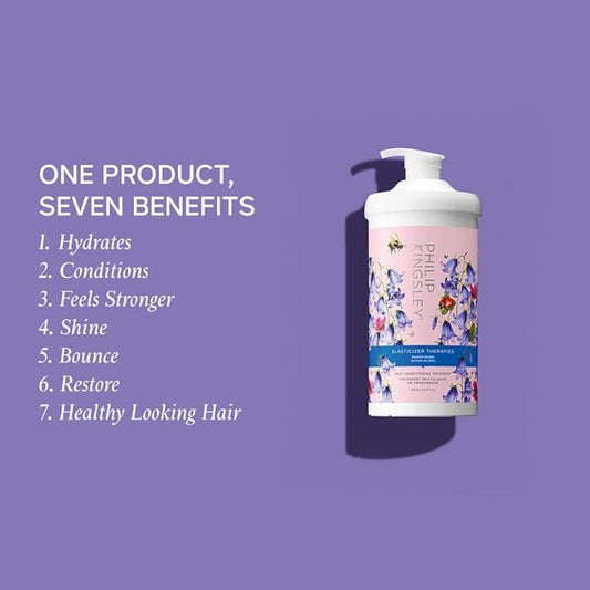 Elasticizer Therapies Bluebell Woods Deep-Conditioning Treatment Hair Mask Repair for Dry Damaged Curly Hair Hydrate Condition Strengthen Reduce Frizz Add Bounce Shine, 33.8 fl oz (1000ml)