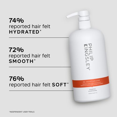 PHILIP KINGSLEY | Re-Moisturizing Smoothing Shampoo | For Curly, Frizzy, Wavy, Dry, Coarse Hair Types | Hydrating Shampoo that Re-Moisturizes and Smooths Hair | 33.8oz
