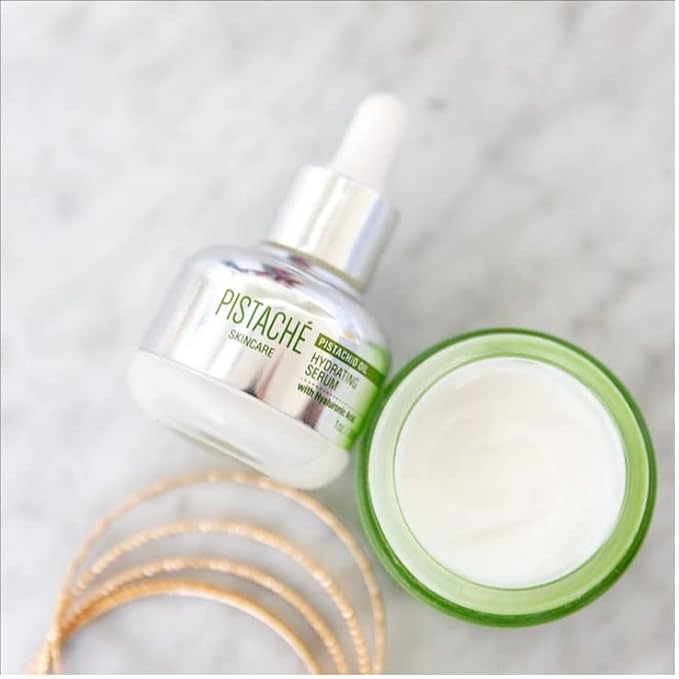 Pistaché Skincare Pistachio Oil Dewy Face Beauty Duo Set + Hyaluronic Acid Face Serum & Face Moisturizer + Hydrates and Nourishes + Vitamin E + Antioxidant