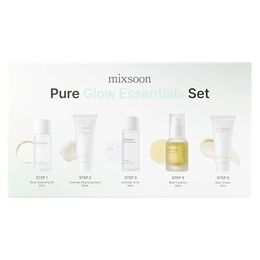 mixsoon Pure Glow Essentials Set, 5-Step Skincare Kit, Gentle & Hydrating, For All Skin Types, 5 Items Korean Glass Skin Care 29.57 Fl. Oz.