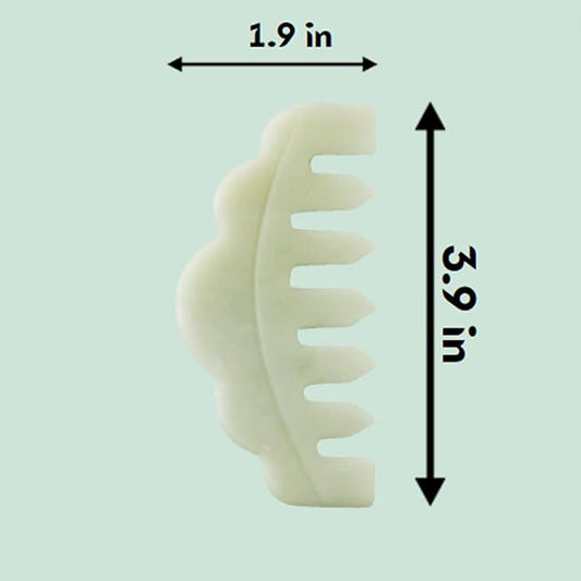 Mount Lai Hand-Carved Natural Jade Gua Sha Scalp Comb – Scalp Massager & Scraping Guasha Tool for Relaxation, Blood Circulation & Cooling