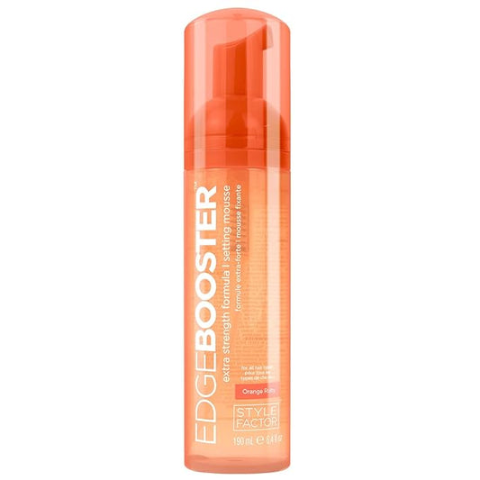 Style Factor EDGE BOOSTER Extra Strength Setting Mousse – Frizz Control, Extra Volume, and Conditioning – 6.4oz Orange Ruby Mousse for Curly Hair