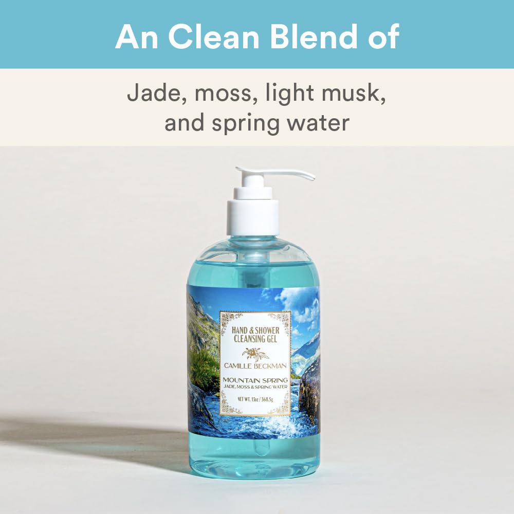 Camille Beckman Hand and Shower Cleansing Gel, Mountain Spring, 13 Ounce