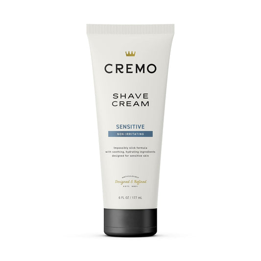 Cremo Sensitive Shave Cream, Astonishingly Superior Ultra-Slick Shaving Cream for Men, Fights Nicks, Cuts and Razor Burn, 6 Fl Oz
