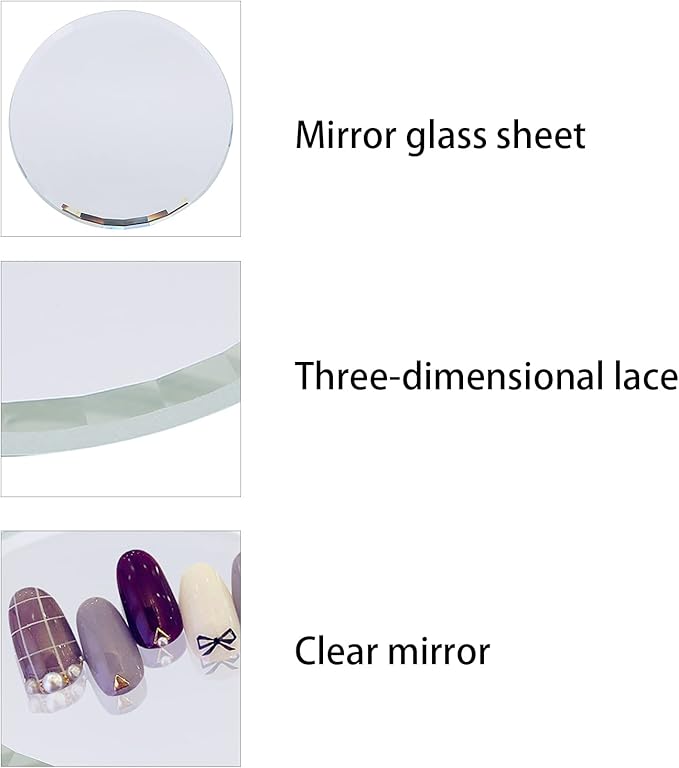 Nail Art Palette, DIY Nail Art Palette Nail Color Mixing Palette Nail Art Manicure Display Drawing Tool Nail Art Plate False Nail Mirror Glass Display Board for Manicure Makeup Paint Art(white)