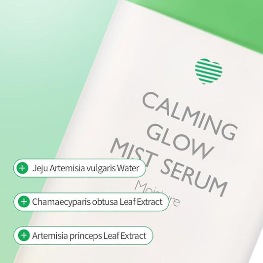 Glow Mist Serum – Hydrating & Soothing Face Mist Artemisia, Centella Asiatica, Evening Primrose, Korean Skin Care, Made in Korea, for Sensitive Skin (Calming, 3.38 oz)