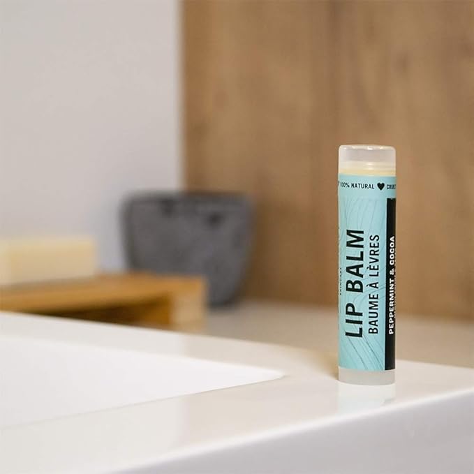 Caron & Doucet - 100% Natural Lip Balm - Premium Beeswax & Olive Oil Moisturizing Lip Balm - Best for Dry Chapped Lips. (Pack of 4, Peppermint & Cocoa)