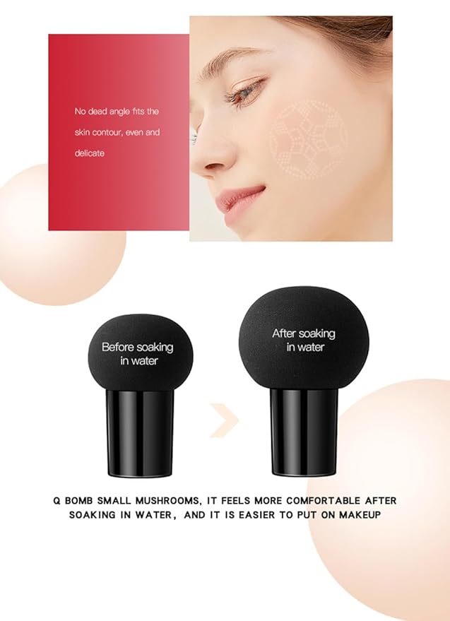 GL-Turelifes Mushroom Head Air Cushion CC Cream Foundation Water Feeling Flawless BB Cream Moisturizing Oil Control,lightweight & Smoothing Natural Face Concealer (H-02 Natural, 0.53 Oz)