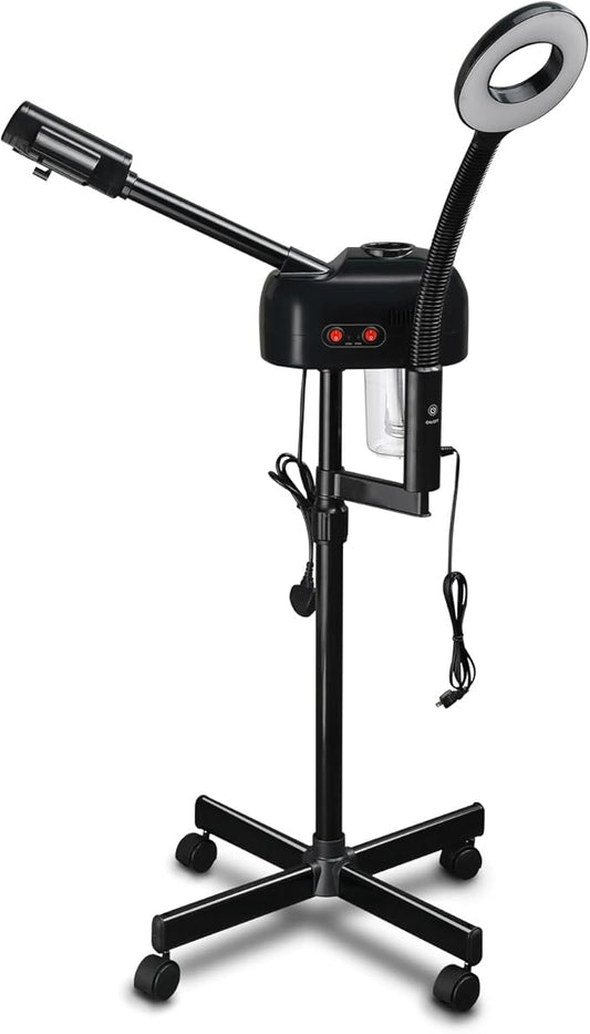 Winado 2 in 1 Facial Steamer with 5X Magnification Light, Deep Cleaning for Personal Skin Care, Beautician Steamer Professional Humidifier Facial Spa Mist Steam for Home & Beauty Salon, Black