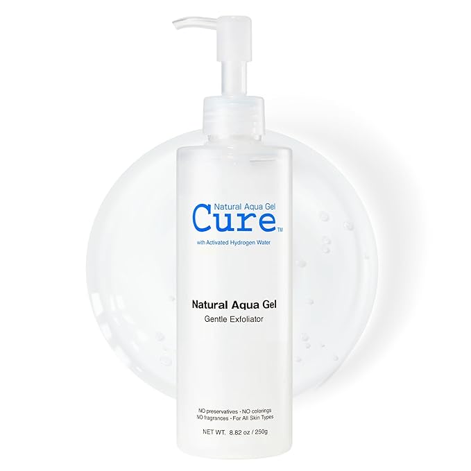 Cure by Toyo | Aqua Gel Gentle Exfoliator | Clear and Softer Skin | Non-Abrasive Face and Body Cleanser | Sensitive Skin | Big Size 8.82oz