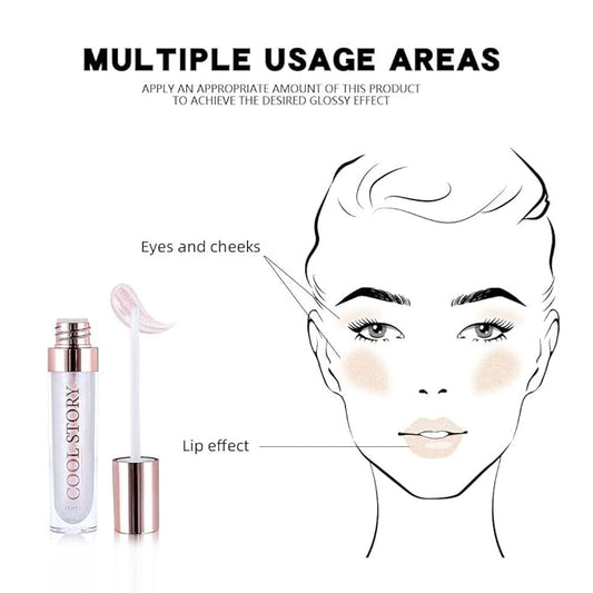 GECOMO Colorful Explosive Pearlescent Lip Gloss 3D Multifunctional Fine Glitter Chameleon Lip Gloss Polarized Diamond Makeup, Magic Big Brush Color Changing Lip Oil(101# COLORFUL FLASH)