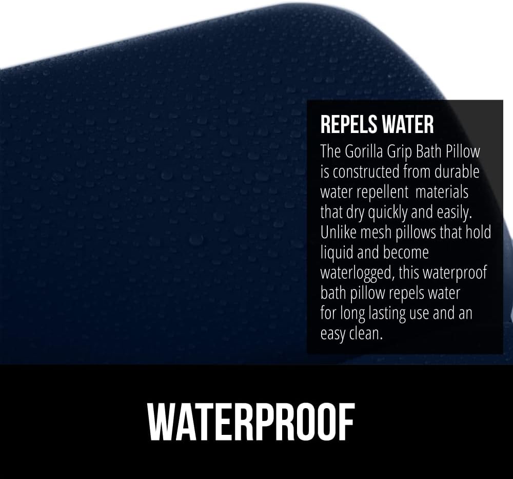 GORILLA GRIP Bath Pillow for Tub, Improved Suction Cups, Luxury Bathtub Pillows, Headrest for Neck and Back Support, Relaxing Home Spa, Hot Tubs and Bathroom Essentials, Gifts for Women, 2 Panel Navy